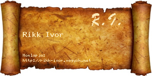 Rikk Ivor névjegykártya